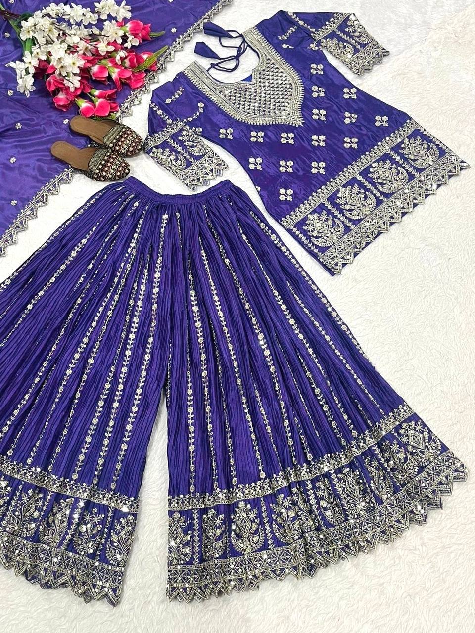 Regal Violet Heritage Embroidered Couture